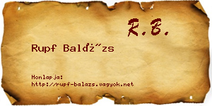 Rupf Balázs névjegykártya